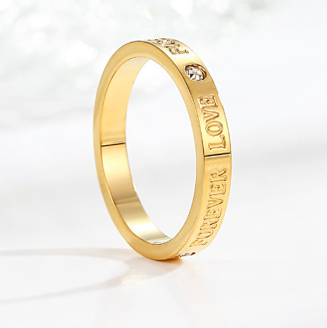 Titanium Steel 18K Gold-plated European And American Moissanite Couple Wedding Ring