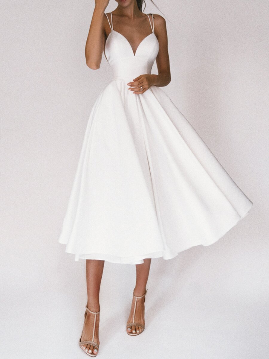 V-neck Suspender Dress Summer Fashion A-Line Long Dresses