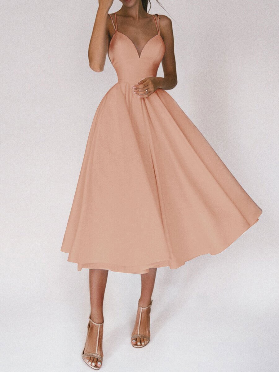 V-neck Suspender Dress Summer Fashion A-Line Long Dresses