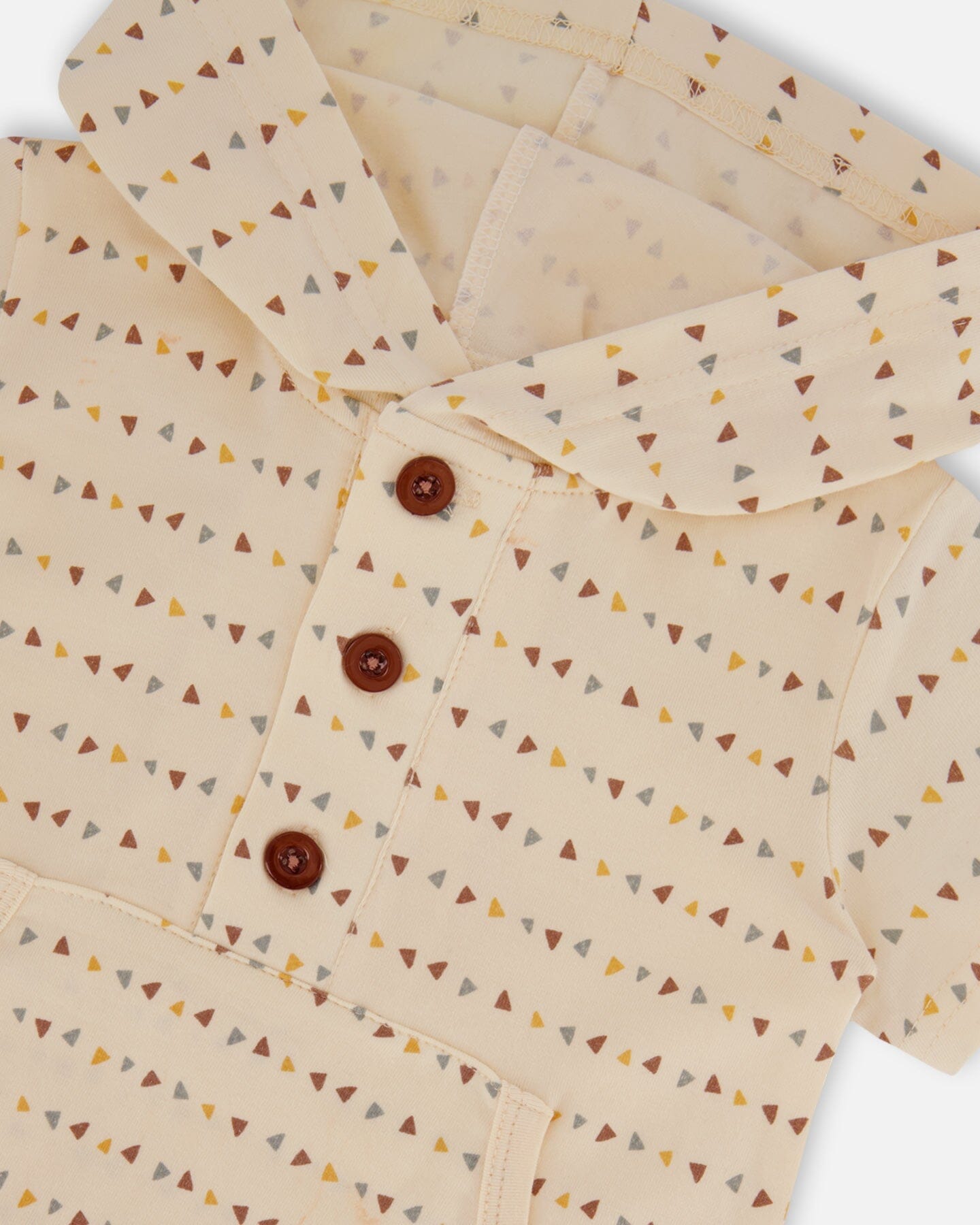 Printed Organic Cotton Hooded Romper Off-White