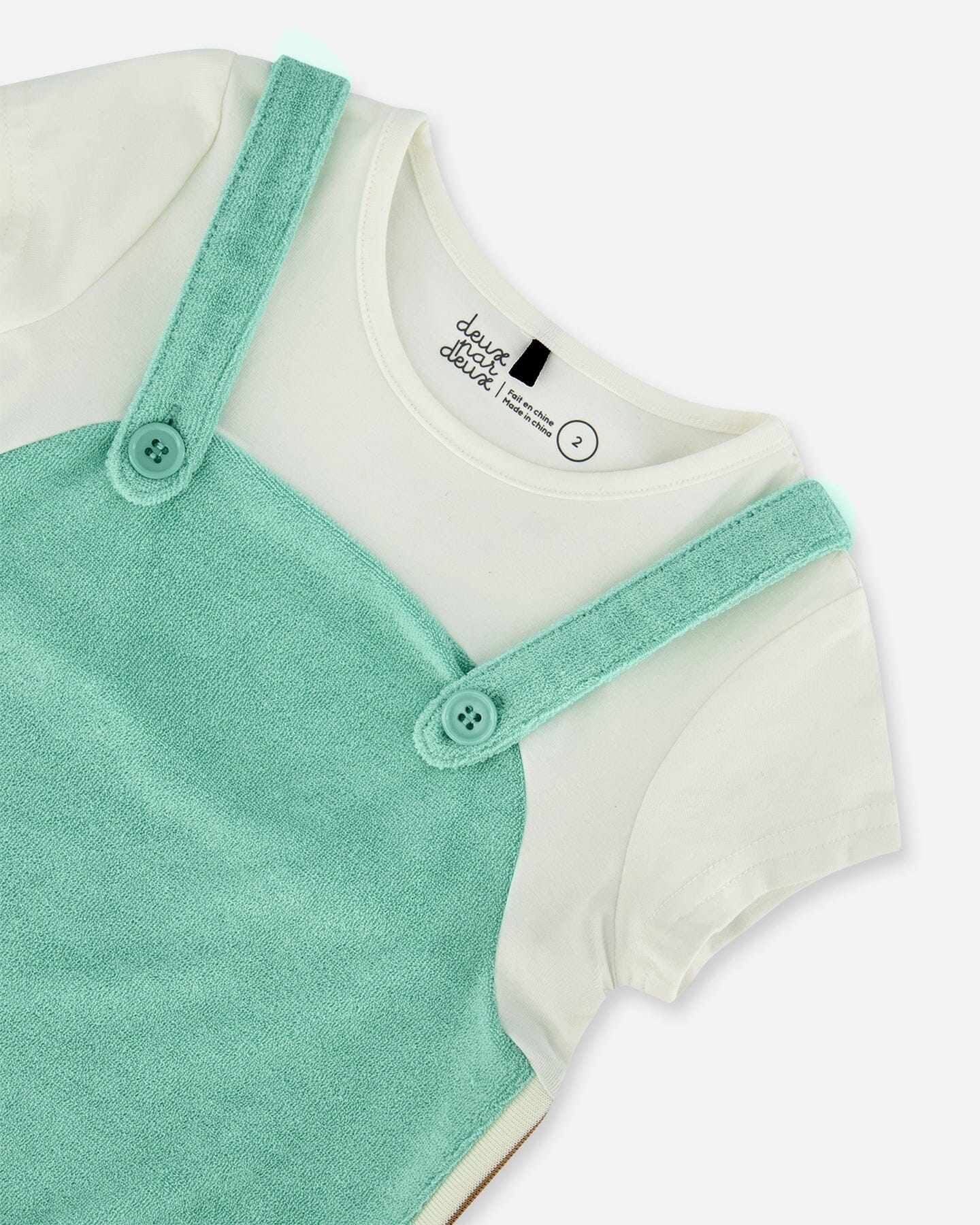 Terry Cloth Dress Turquoise And Off-White