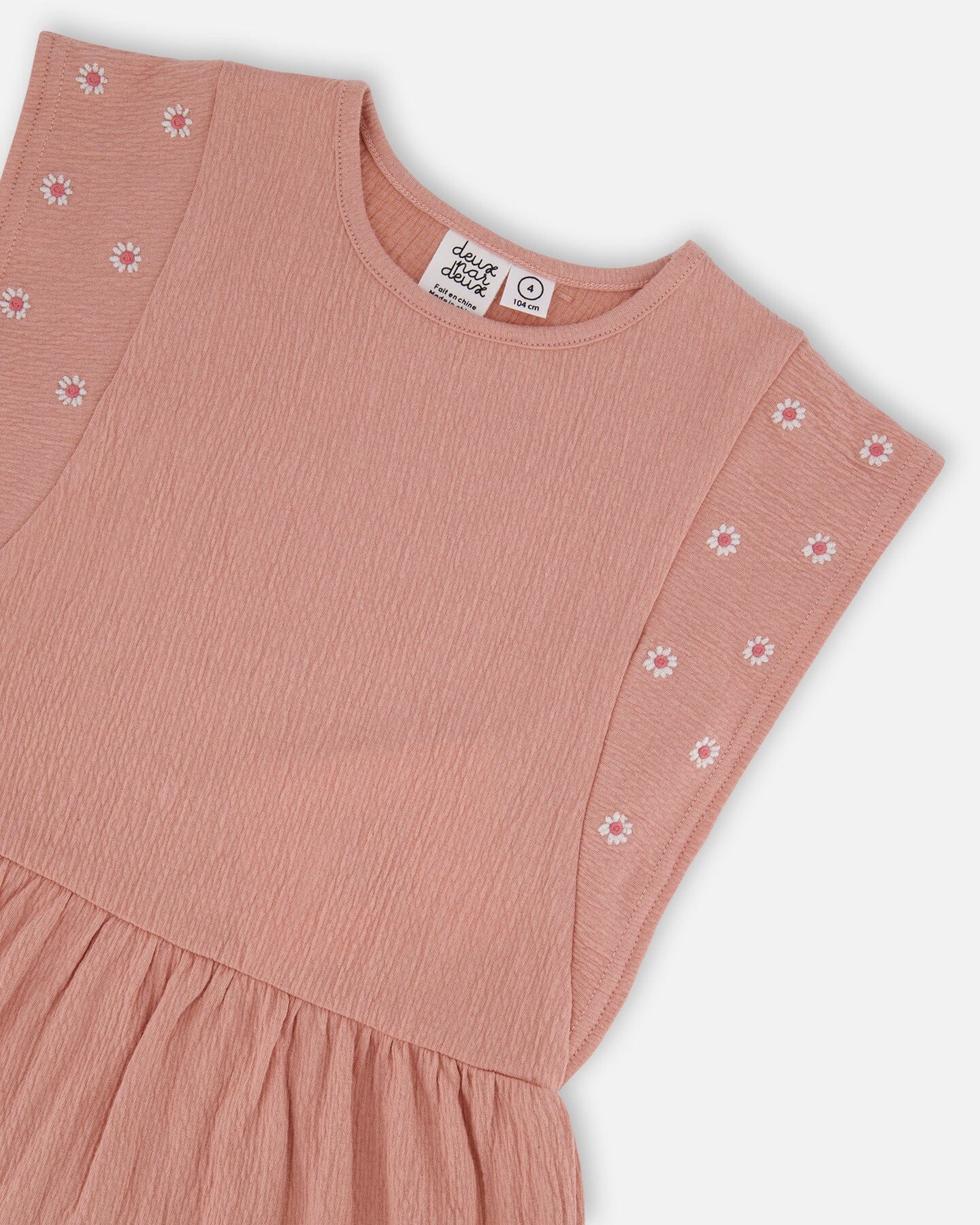 Crinkle Jersey Tunic With Embroidery Dark Old Pink