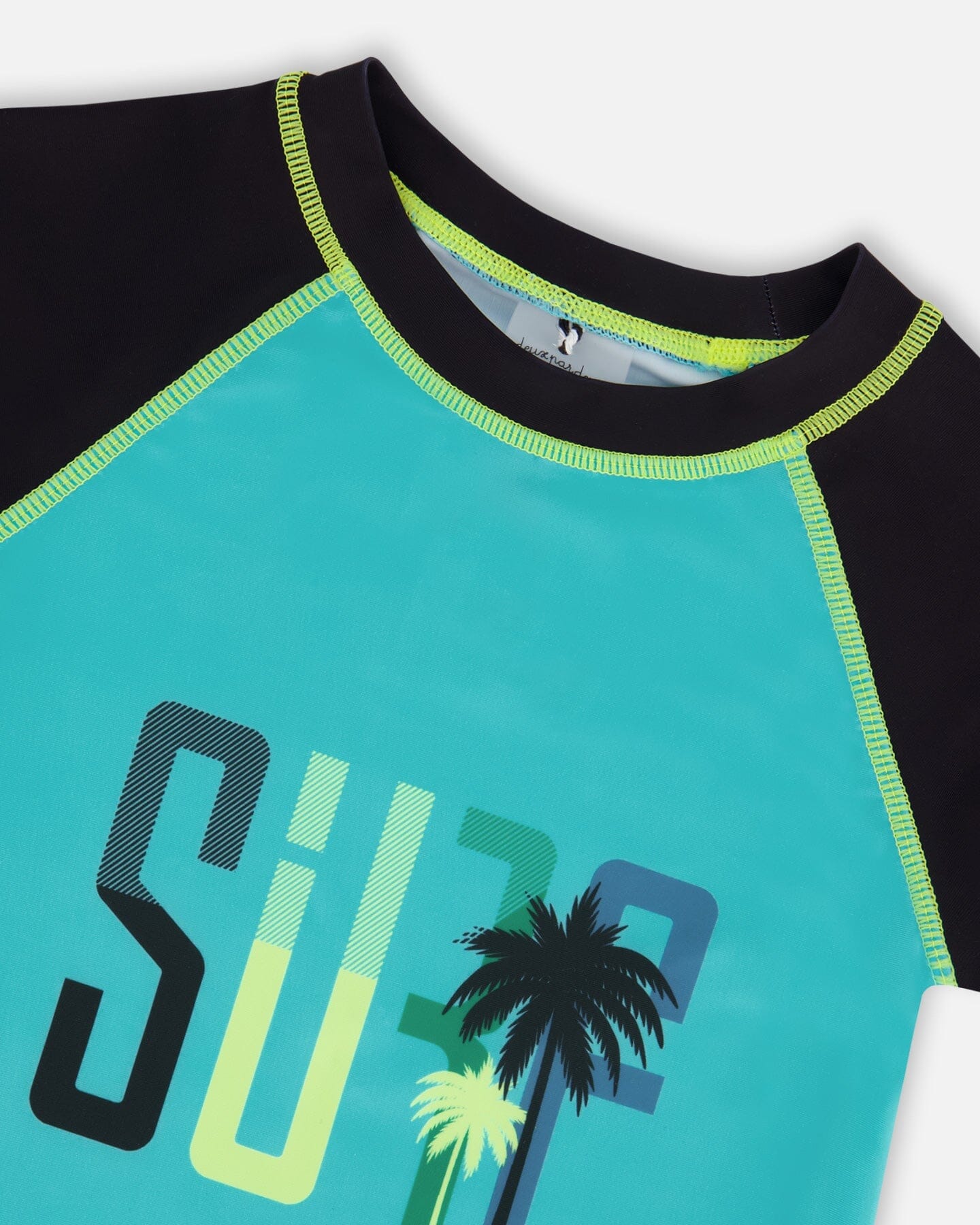 Short Sleeve Rashguard Black And Turquoise