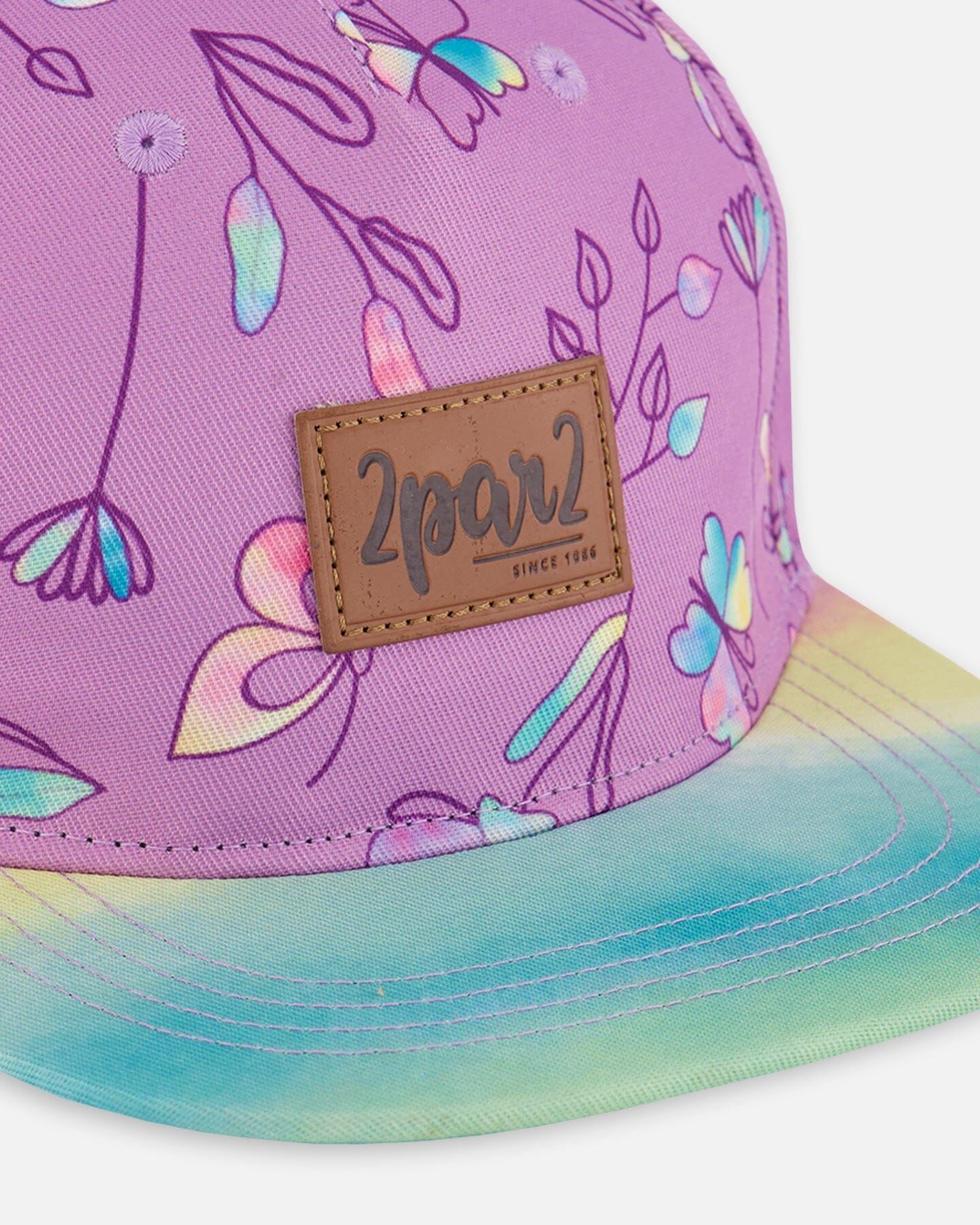 Printed Cap Old Mauve And Multicolored Butterflies