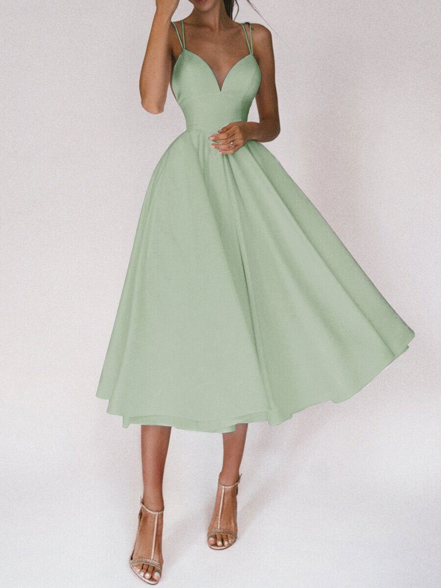 V-neck Suspender Dress Summer Fashion A-Line Long Dresses