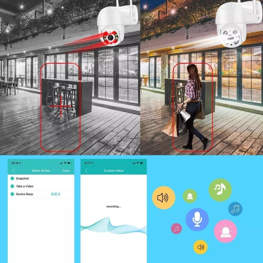 Wireless WiFi Surveillance Camera Dual Light Source AI Smart
