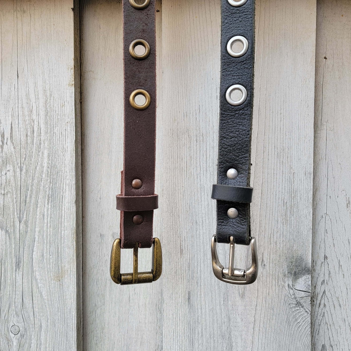 Exene - Slim Brown Leather Belt with Single Grommets - Made in Canada