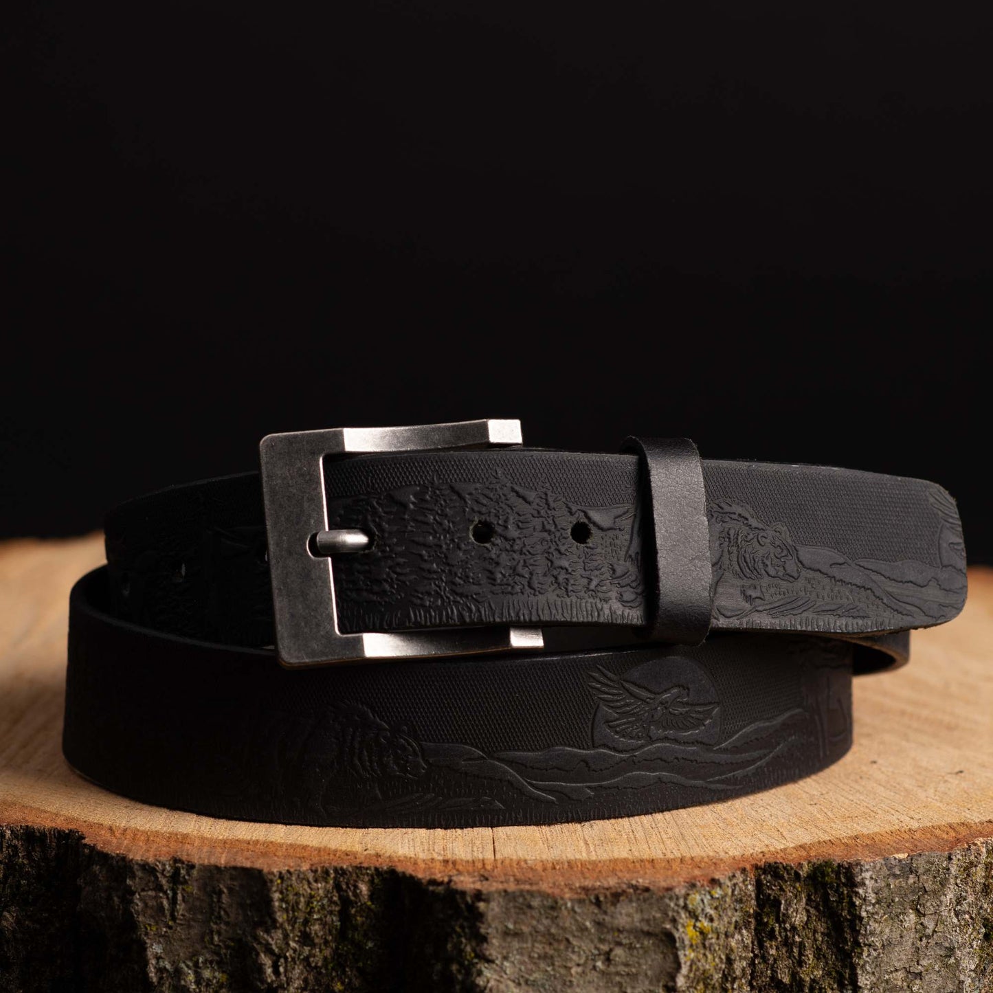 The Wildlife Belt - Natural Tan Embossed Full Grain Leather Belt Made in Canada