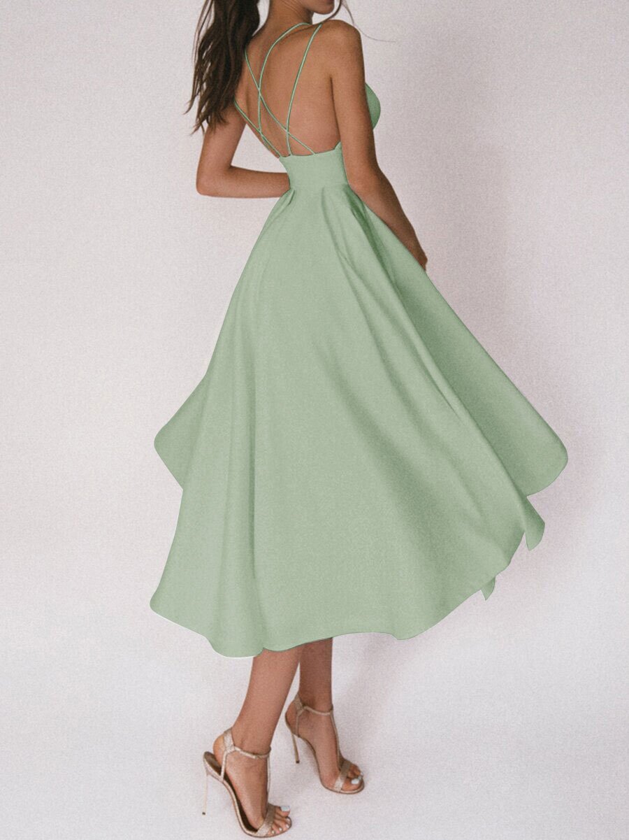 V-neck Suspender Dress Summer Fashion A-Line Long Dresses