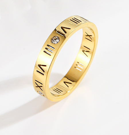 Titanium Steel 18K Gold-plated European And American Moissanite Couple Wedding Ring
