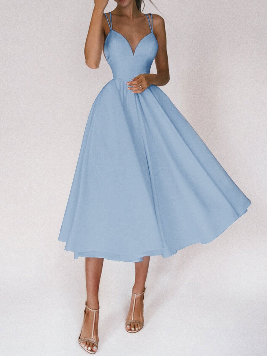V-neck Suspender Dress Summer Fashion A-Line Long Dresses