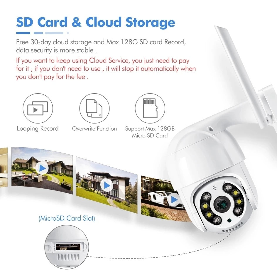 Wireless WiFi Surveillance Camera Dual Light Source AI Smart