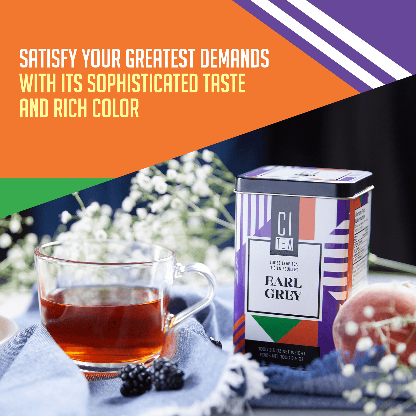 Earl Grey Loose Tea & Infusion Teacup Gift Set