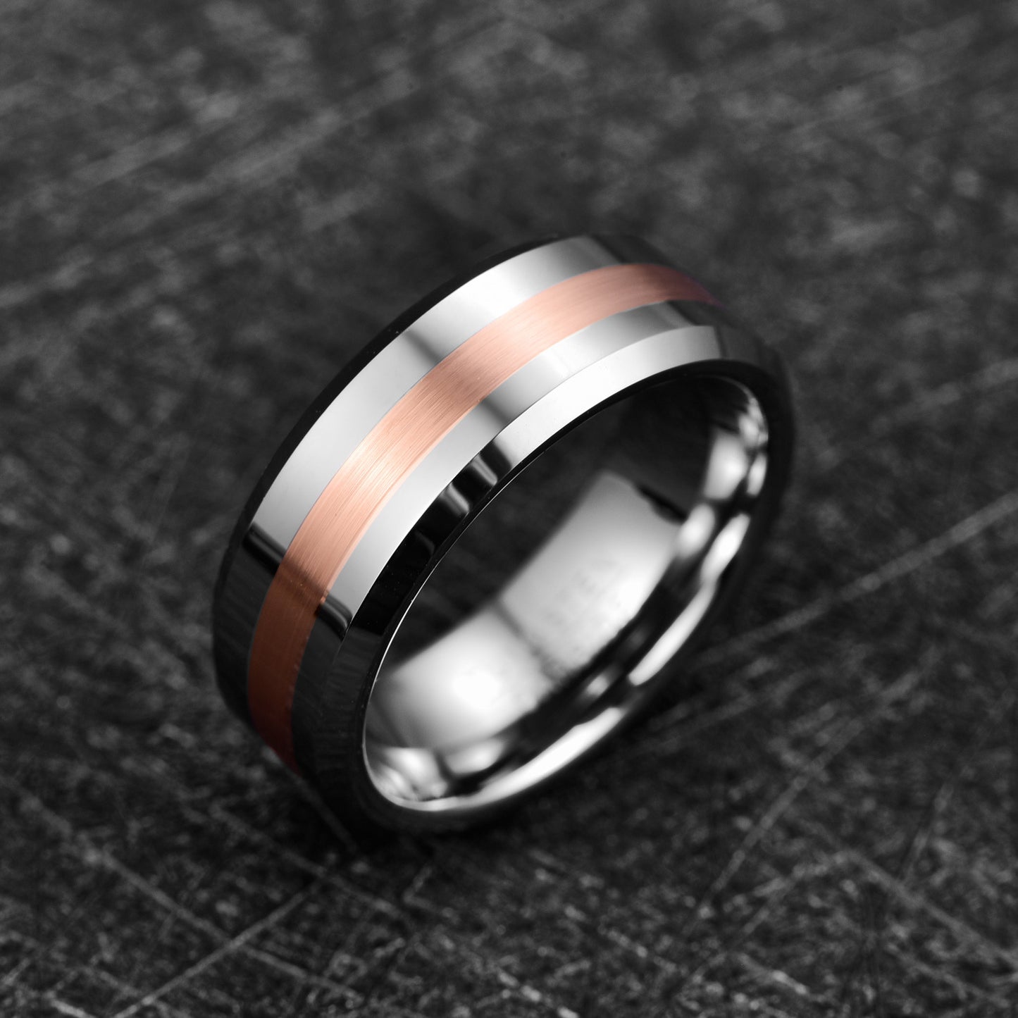 Tungsten Ring 8mm Middle Brushed Electroplating