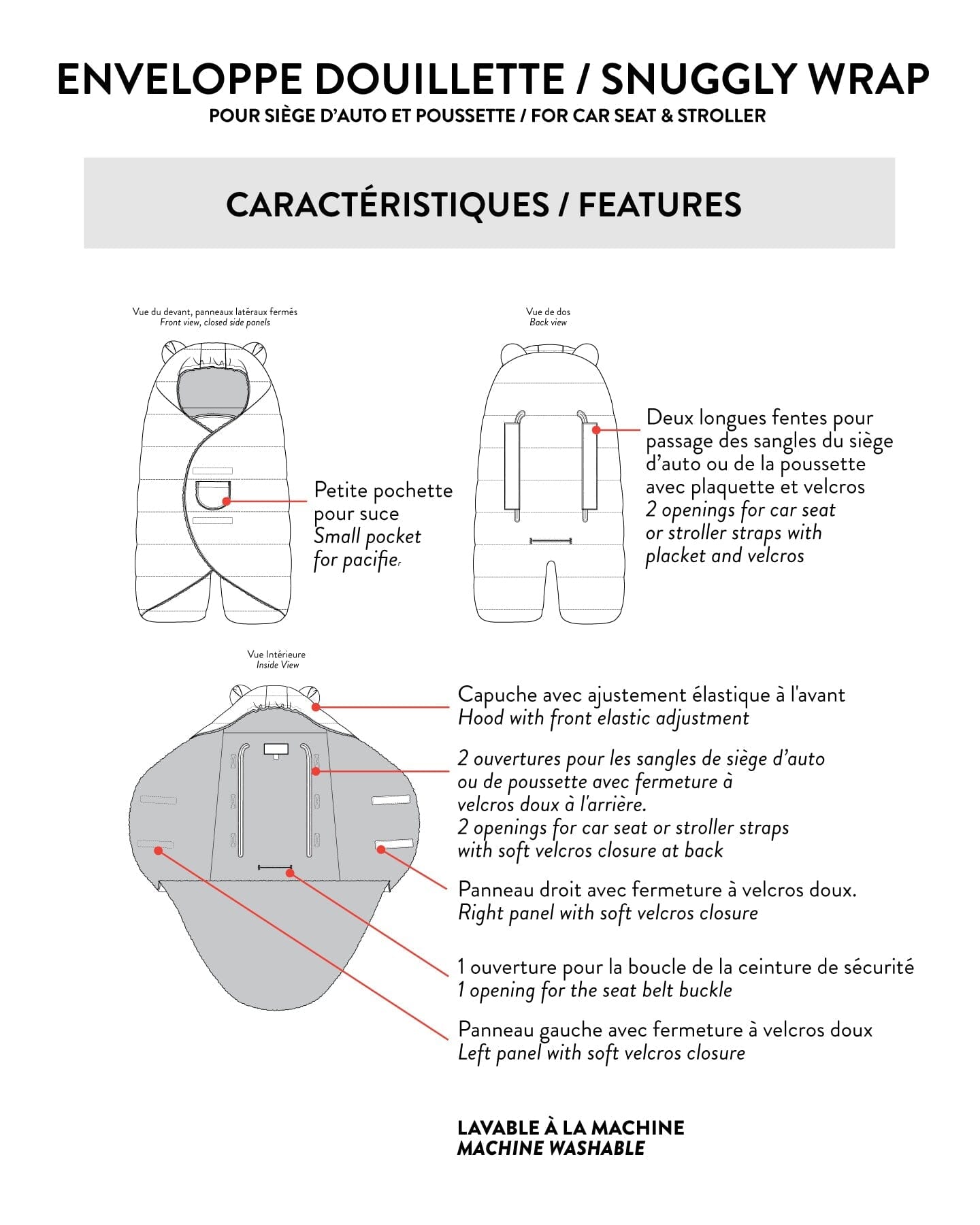 Snugly Baby Wrap Designed For Car Seat And Stroller Black