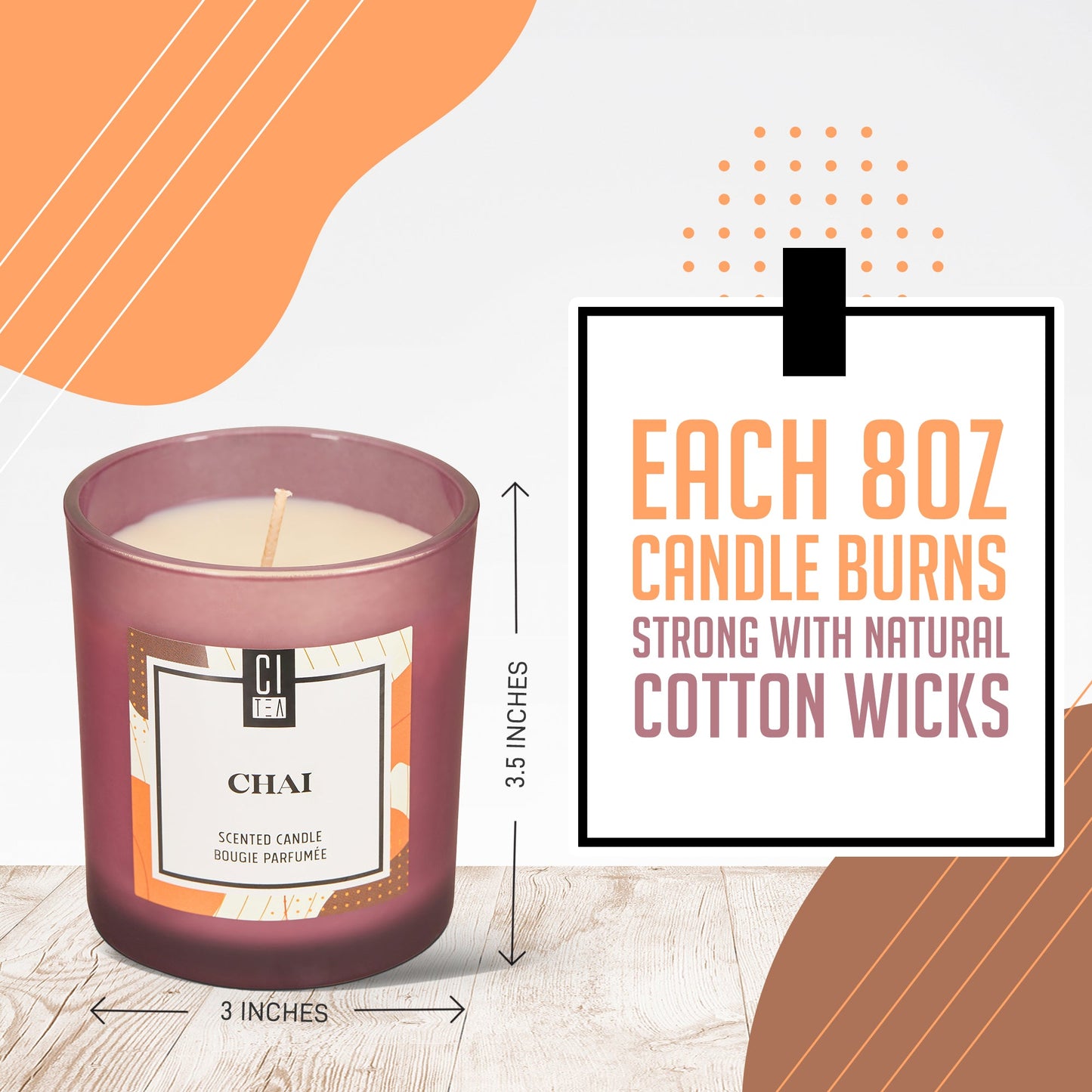 Chai Soy Wax Candle - Orange, Cinnamon and Cloves - 8 oz