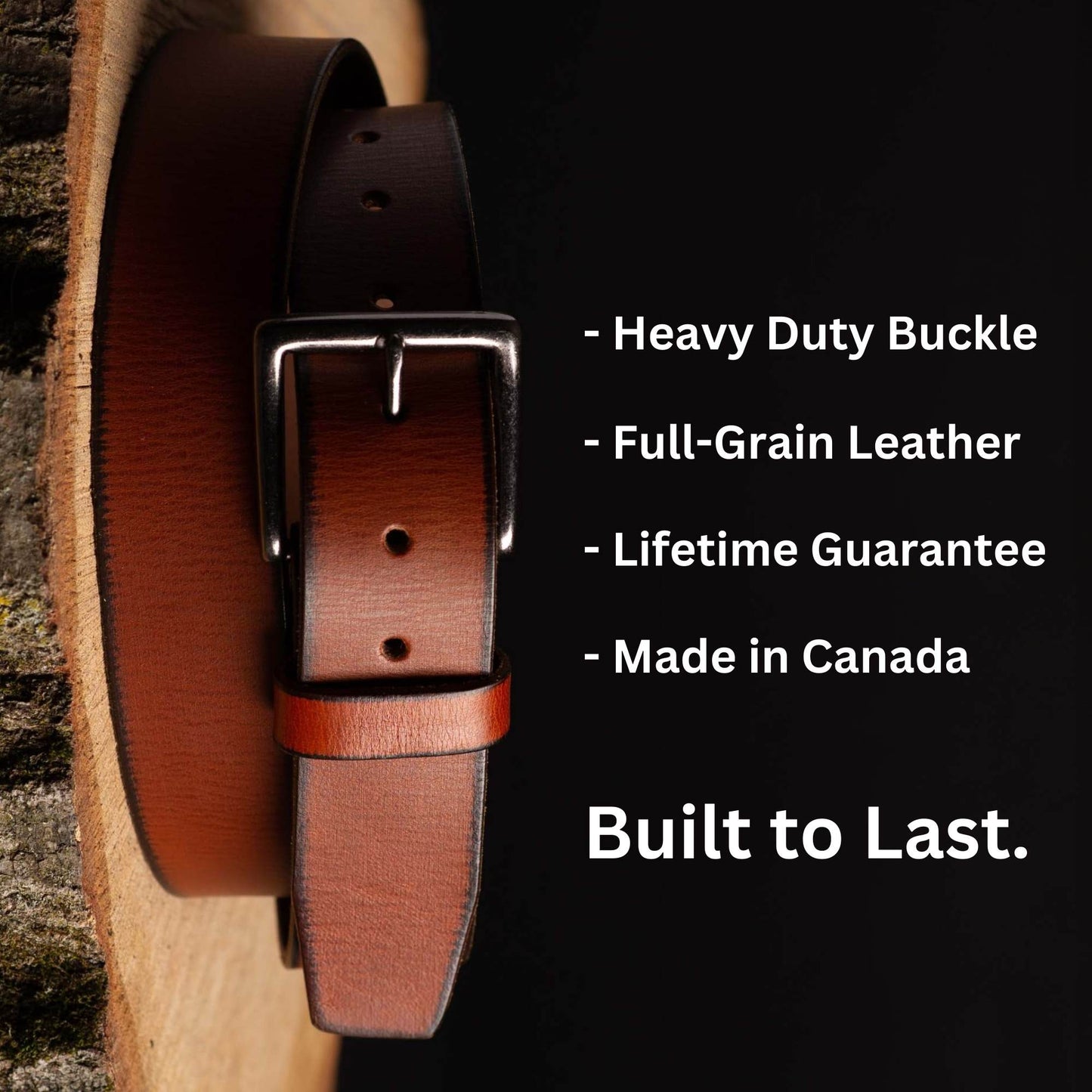 The Canyon Belt - Tan Leather Belt with Charred Edges