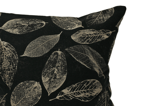 Black Leaf Cushion Cover