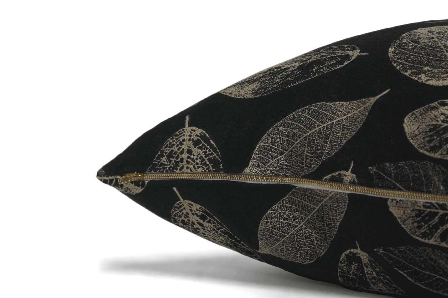 Black Leaf Cushion Cover