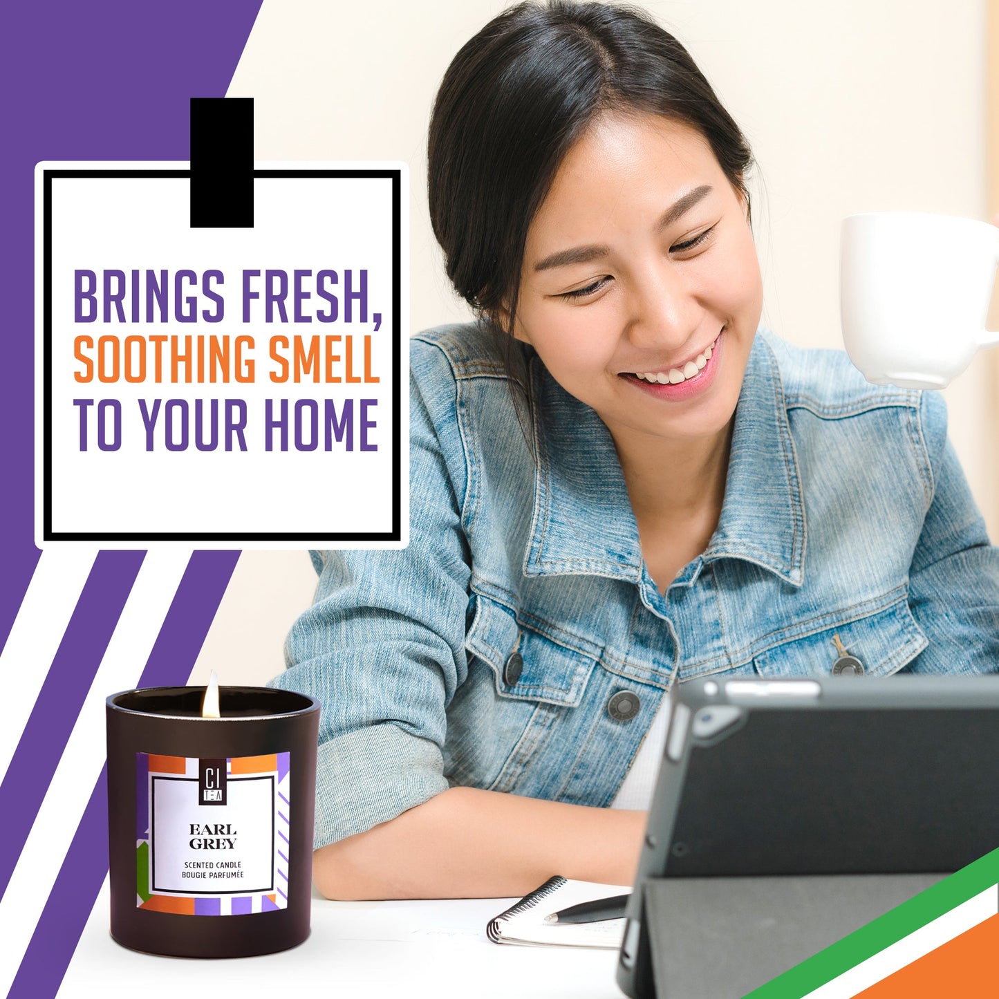 Earl Grey tea scent Soy Wax Candle - Bergamot & Rose - 8 oz