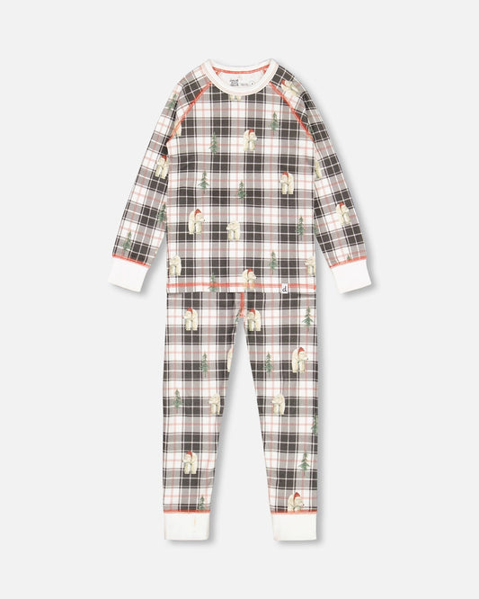 Organic Cotton Kids Christmas Family Two Piece Printed Polar Bear Pajama Set