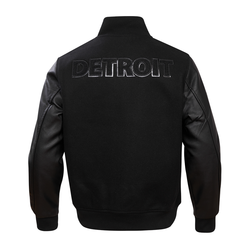 NFL DETROIT LIONS TRIPLE BLACK MEN'S MEN'S WOOL VARSITY JACKET FDL6410284-3BK