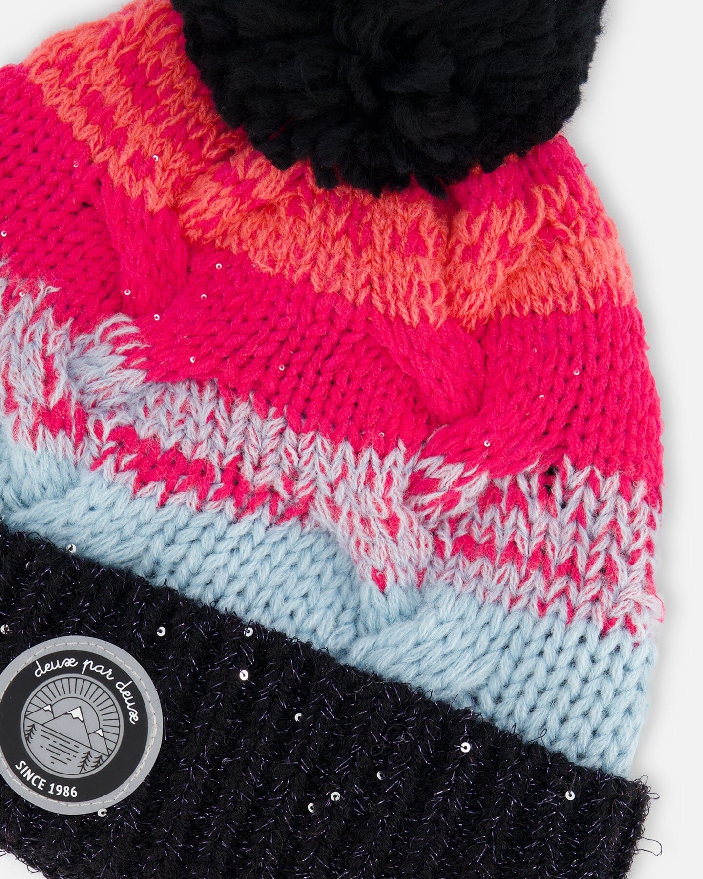 Knit Hat Gradient Blue, Coral And Fuschia