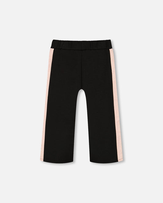 Cropped Wide Leg Pant With Contrast Band Black
