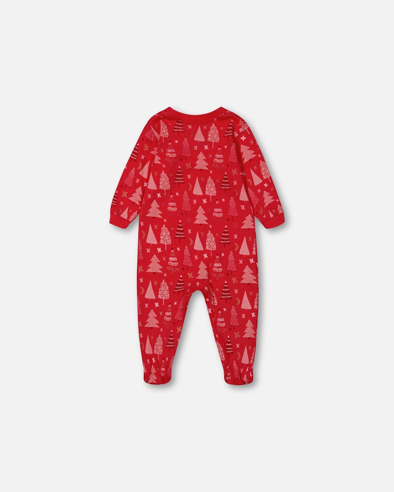 Organic Cotton One Piece Pajama Red Printed Christmas Tree