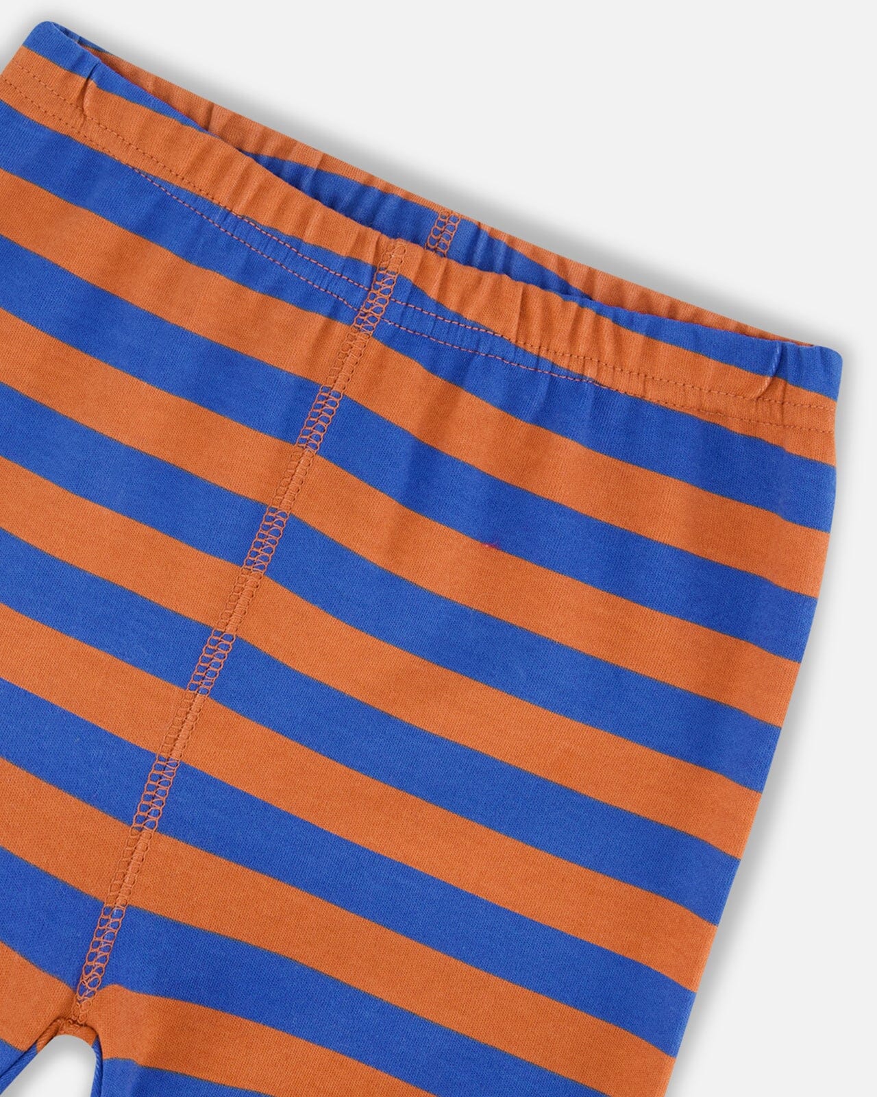 Organic Cotton Two Piece Pajama Set Blue And Orange Stripe