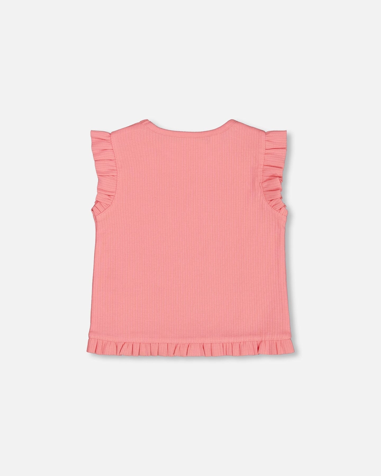 Rib Tank Top With Frills Coral Pink