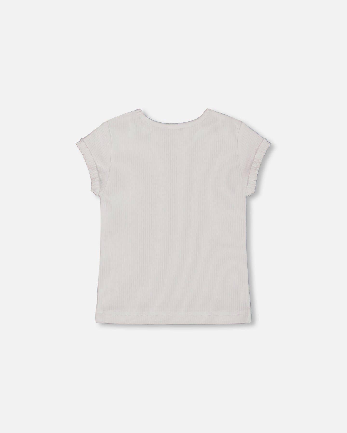 Flat Back Rib Top With Print White And Pink House