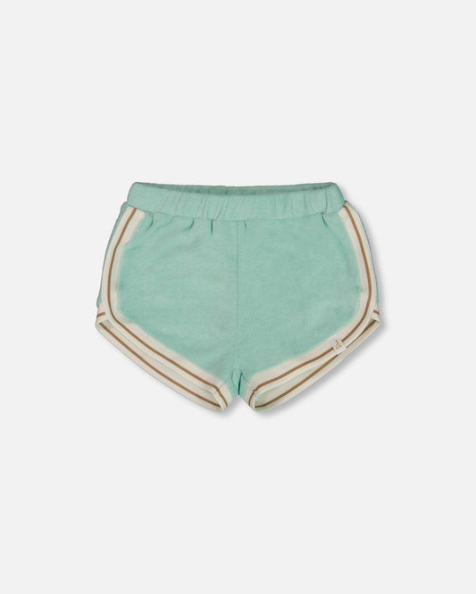 Terry Cloth Short Turquoise And Beige