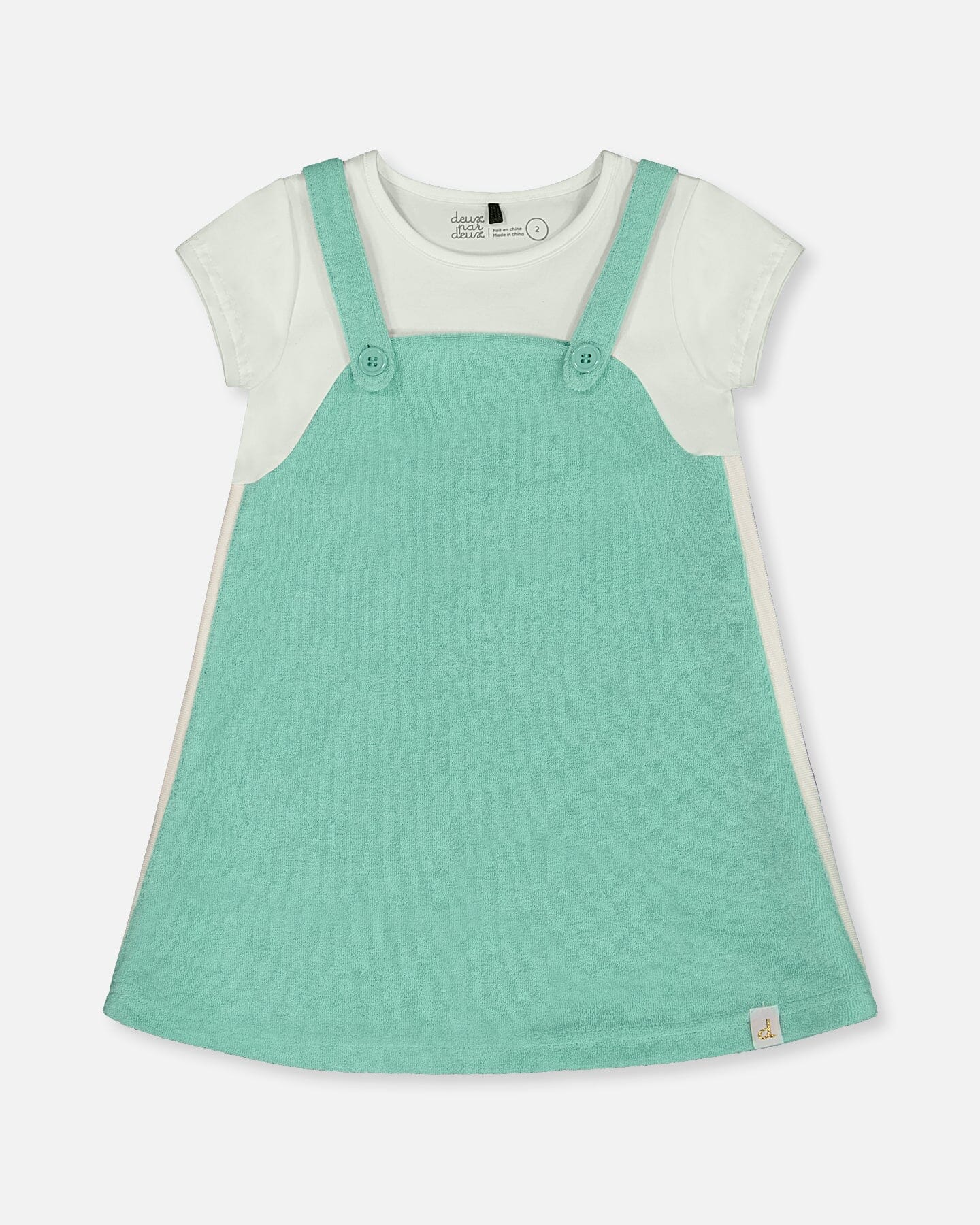 Terry Cloth Dress Turquoise And Off-White
