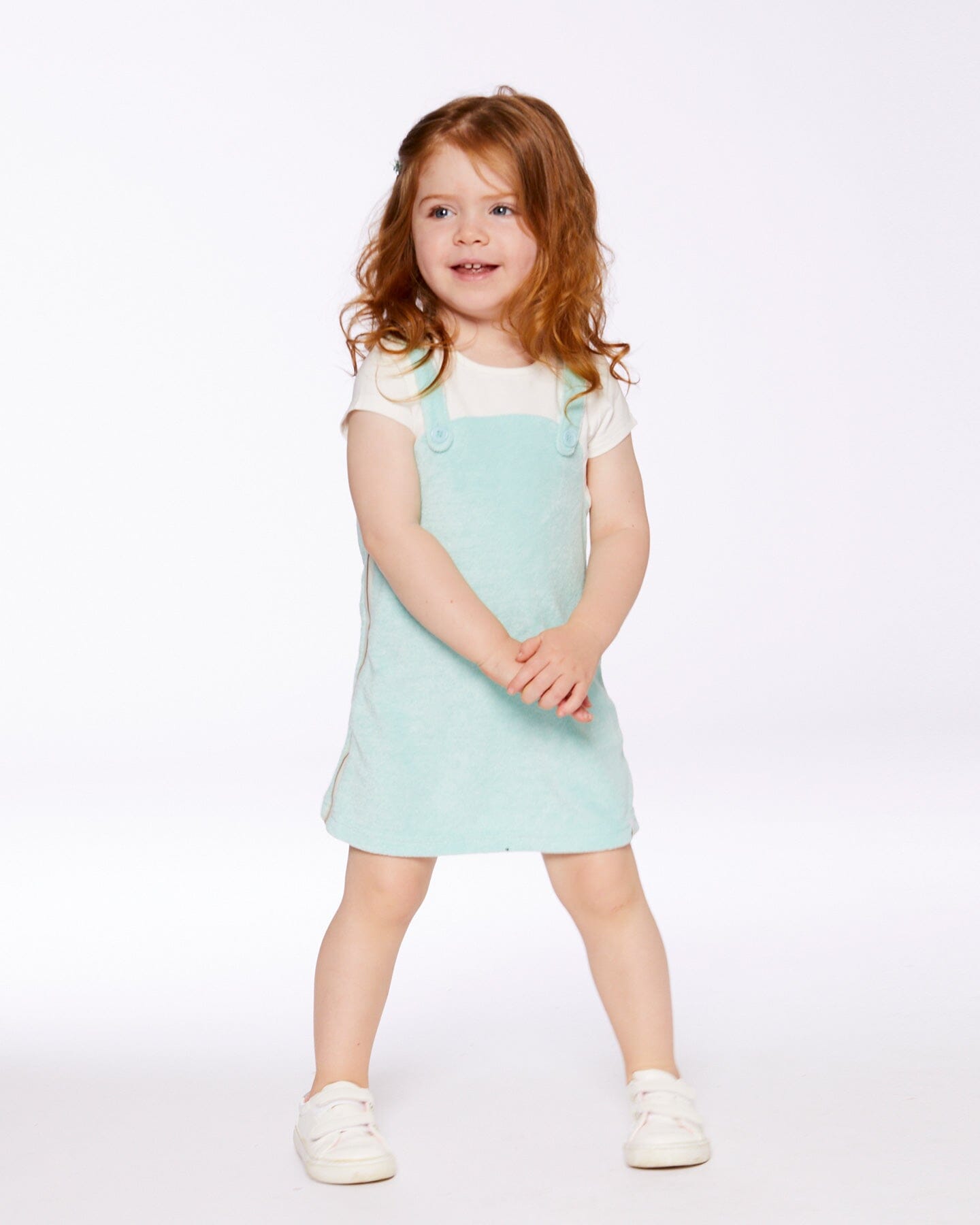 Terry Cloth Dress Turquoise And Off-White