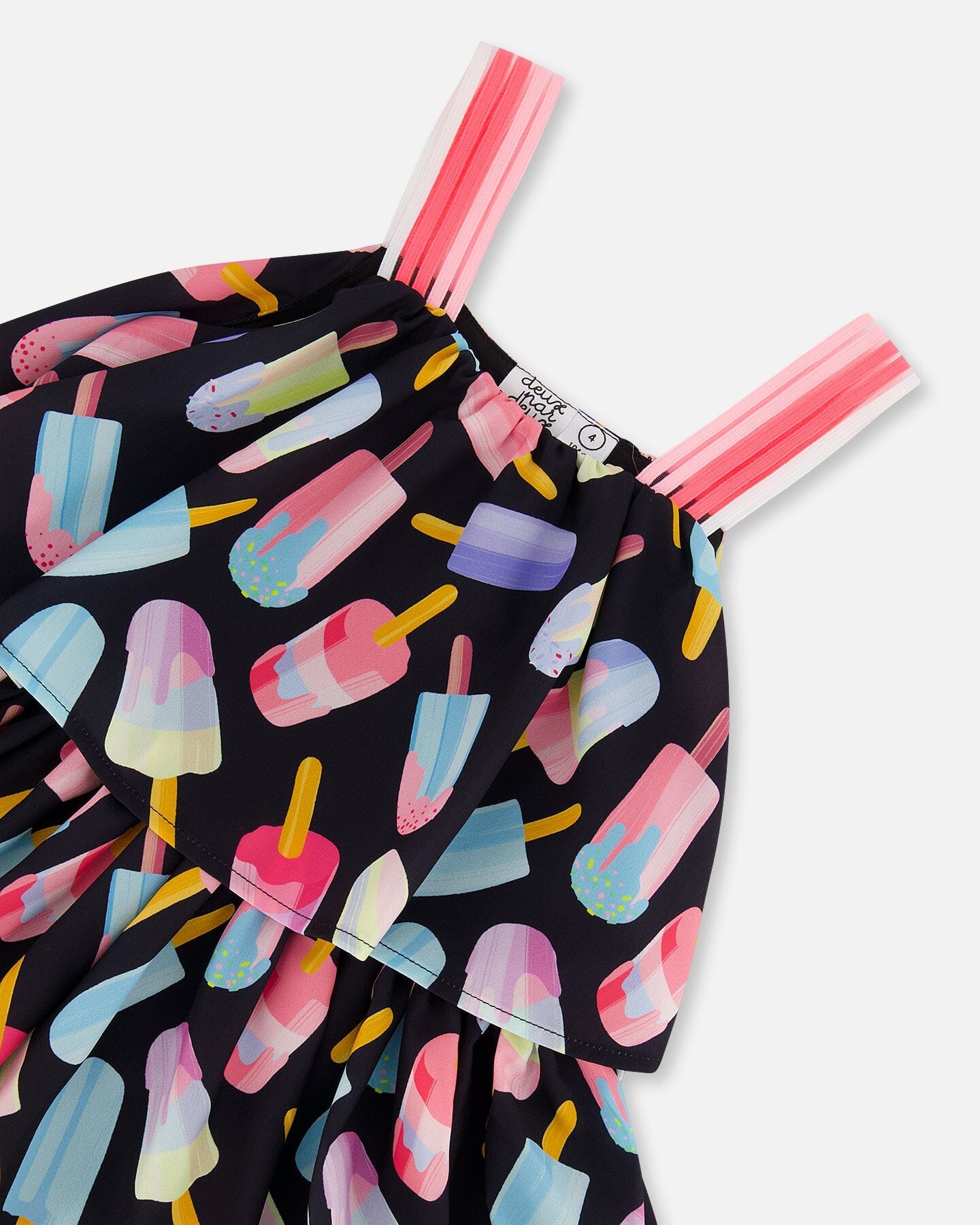 Printed Tiered Dress Ice Lollipops And Black