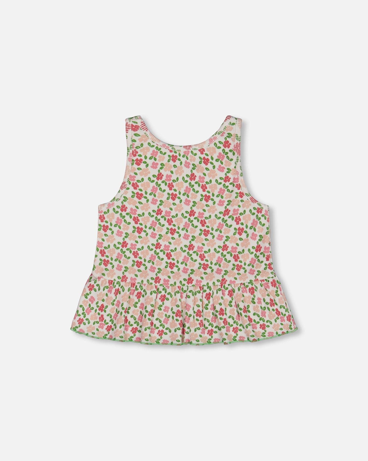 Printed Tank Top With Flounce Small Flowers On White Background