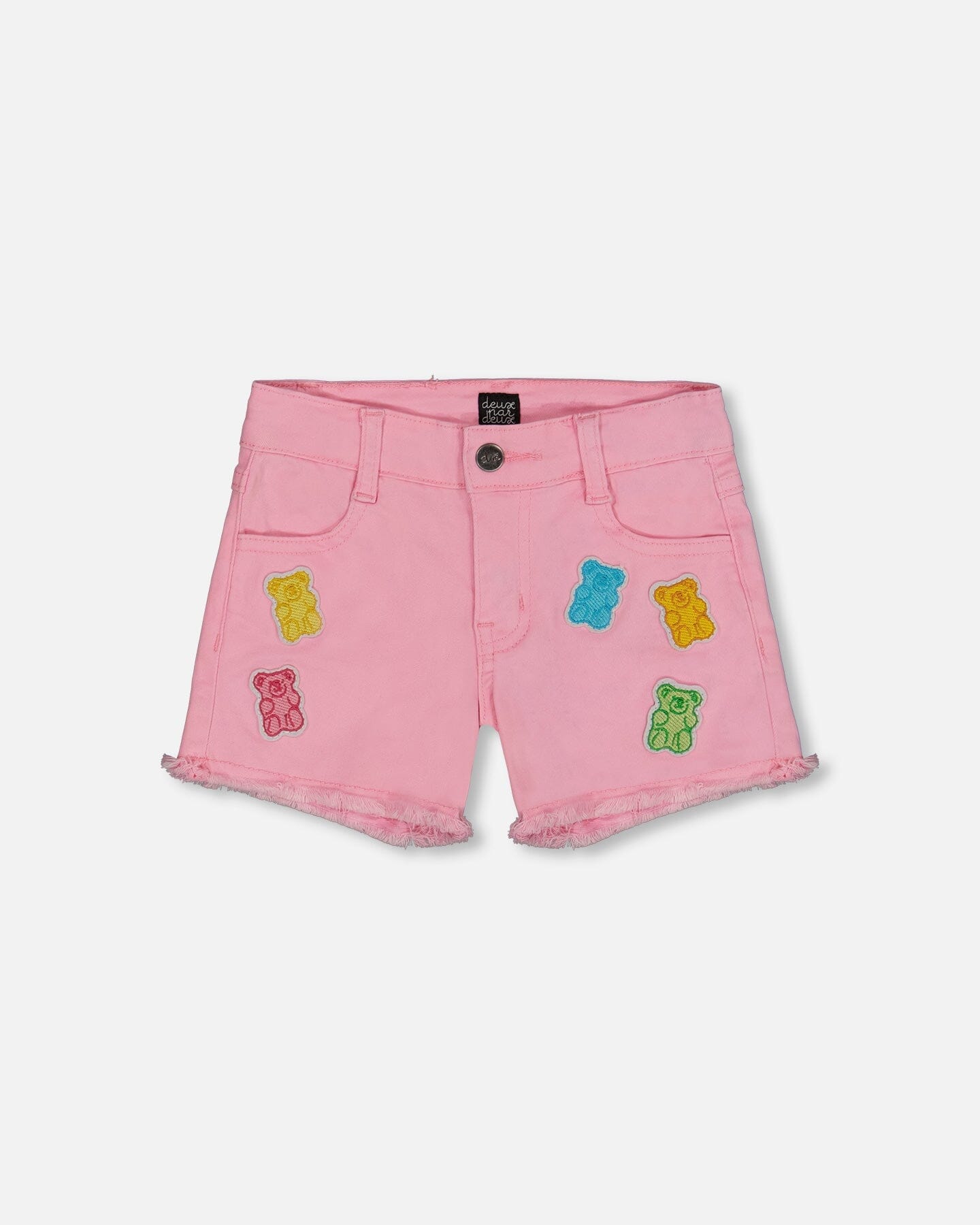 Jean Short With Embroidery Pink And Multicolored Gummies