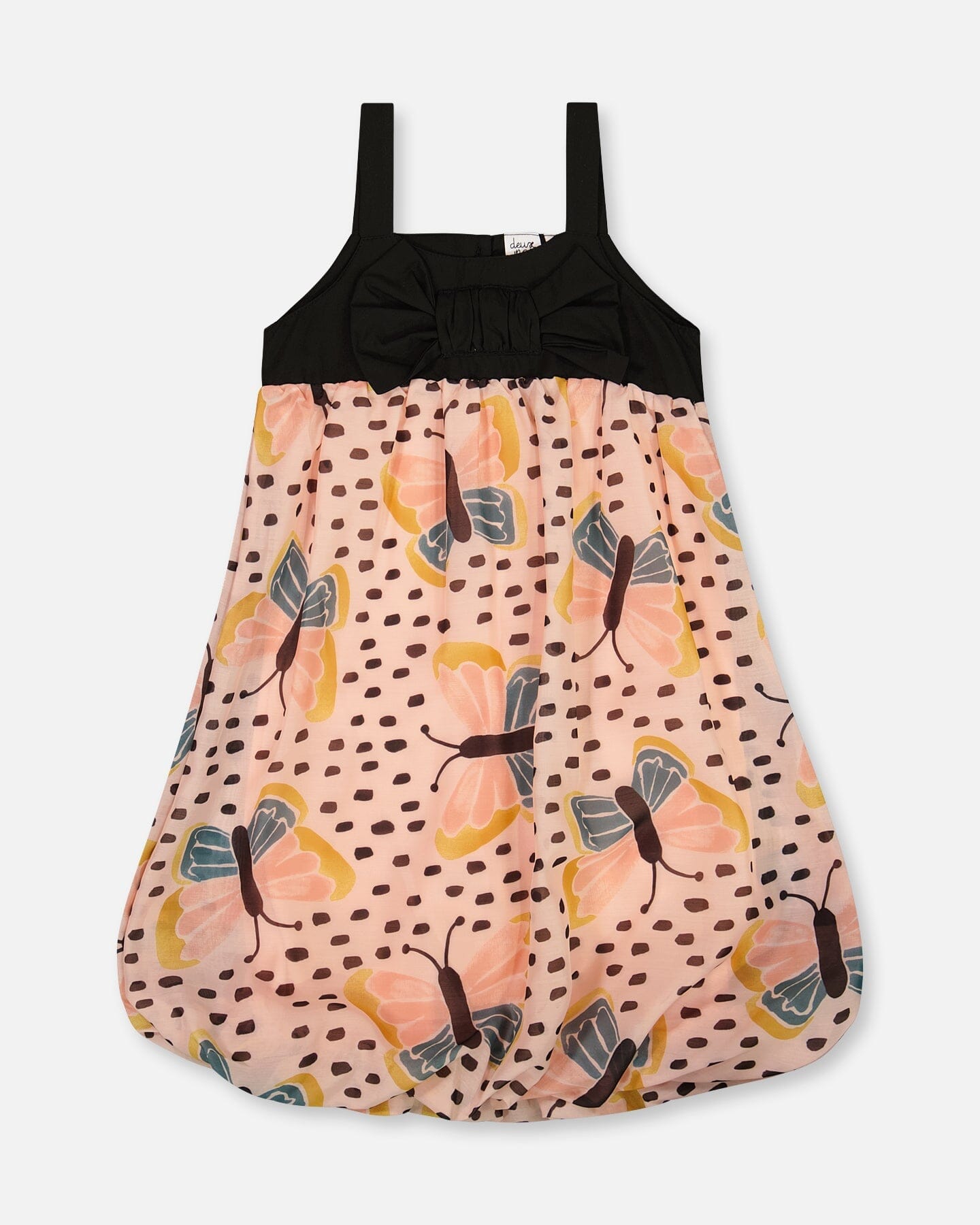 Printed Bubble Dress Black And Pink Butterflies