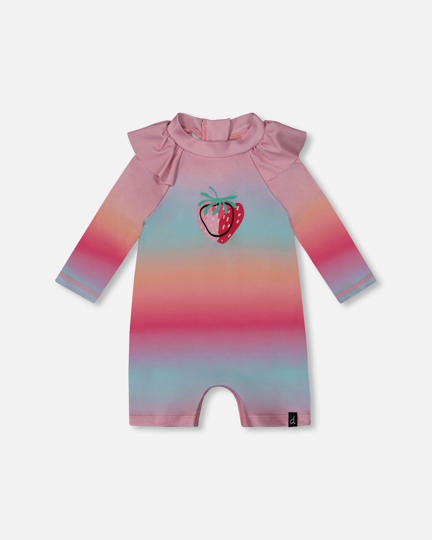 Long Sleeve One-Piece Rashguard Pink, Orange, And Turquoise