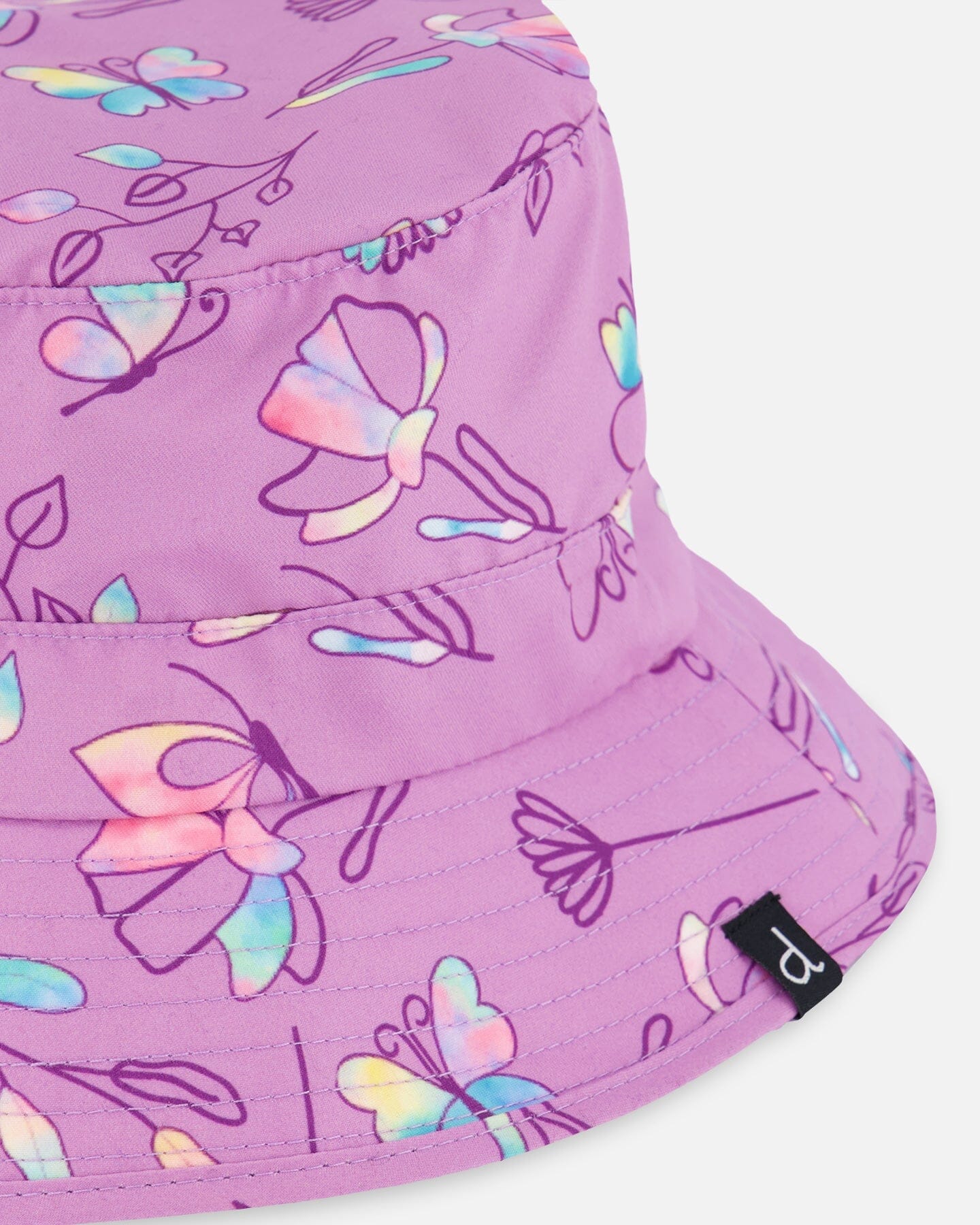 Printed Beach Sun Hat Old Mauve And Multicolored Butterflies
