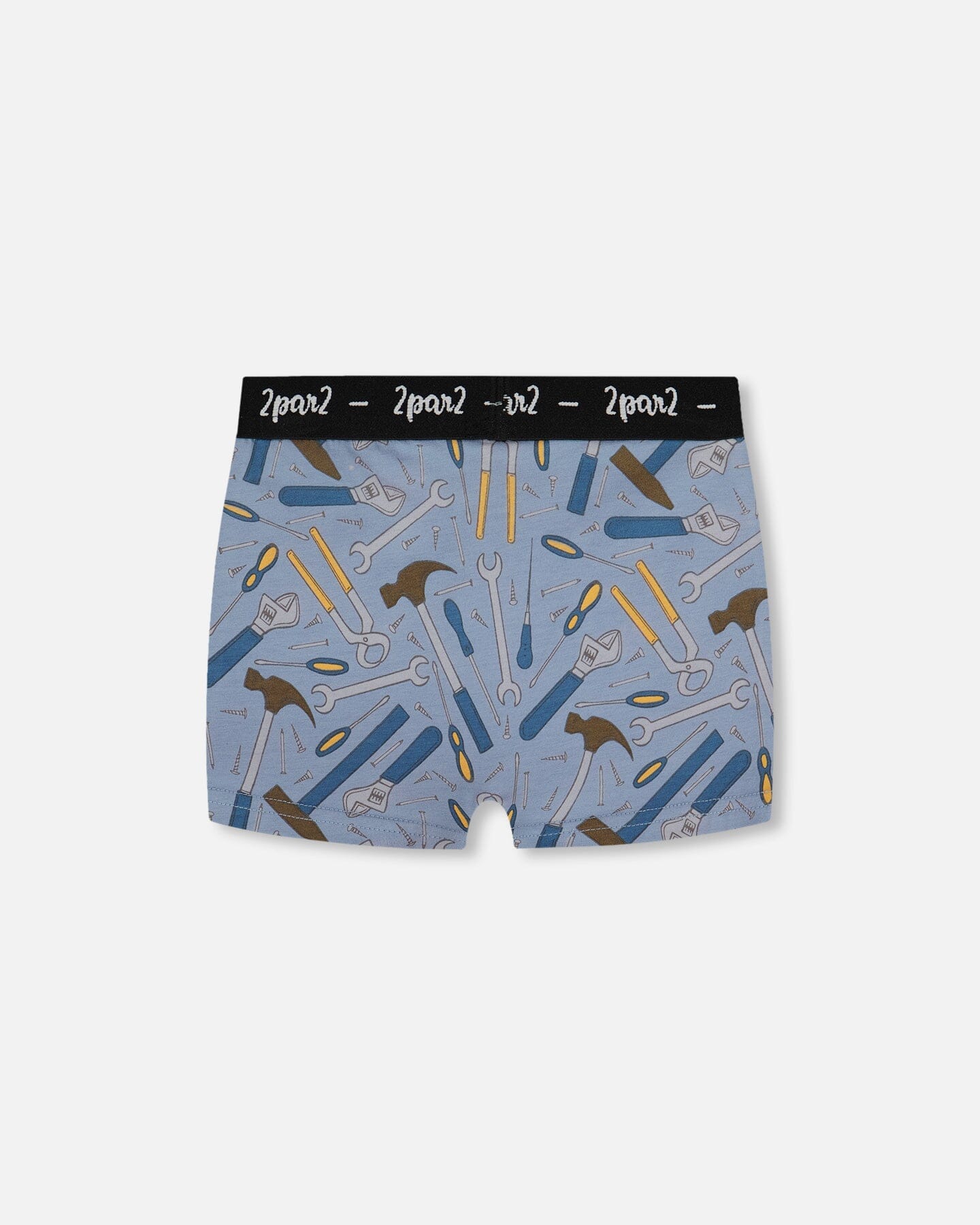 Printed Organic Cotton Boxer Shorts Tools On Bluish Gray Background