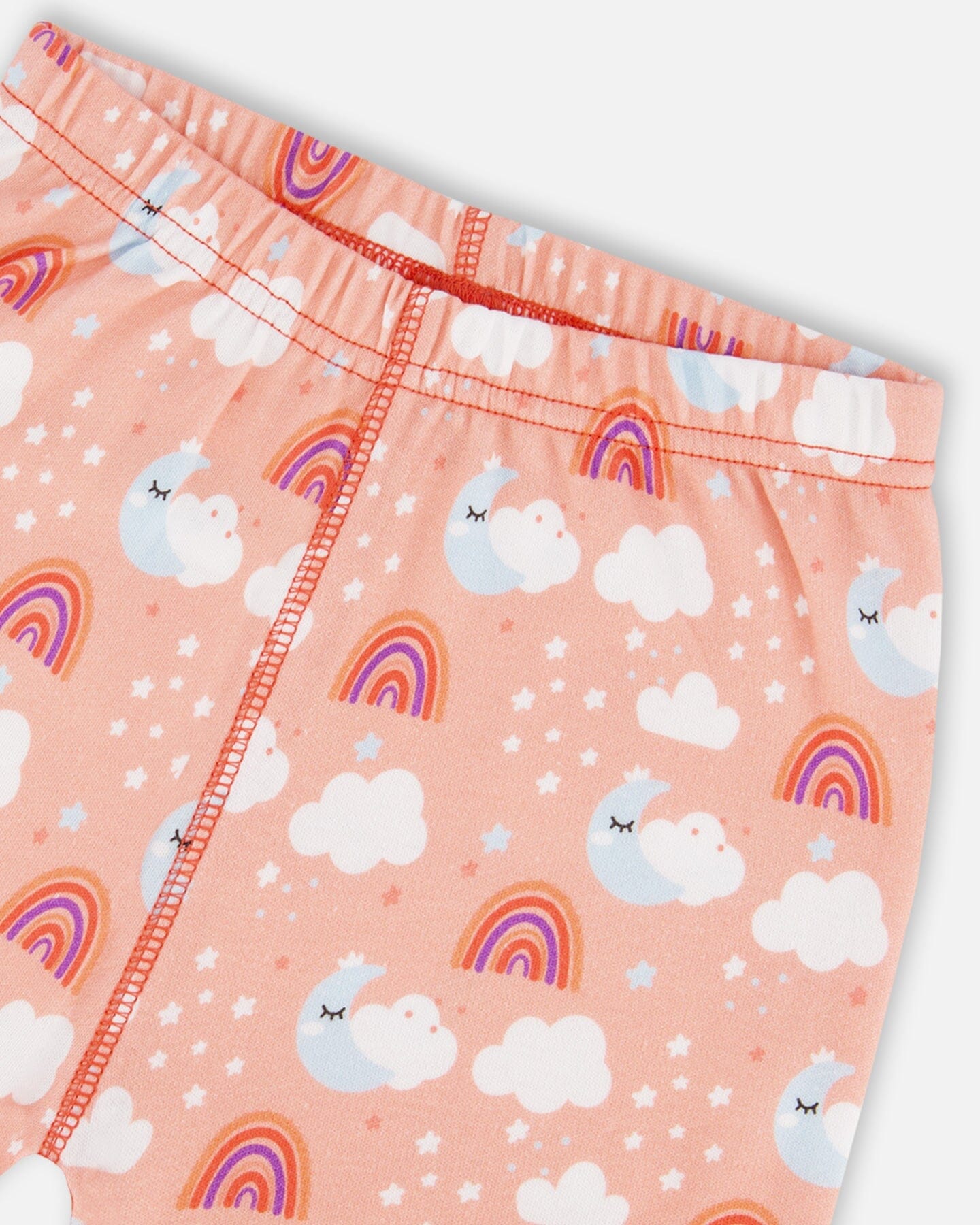 Organic Cotton Tank Top And Shorts Pajama Set Rainbow On Light Coral