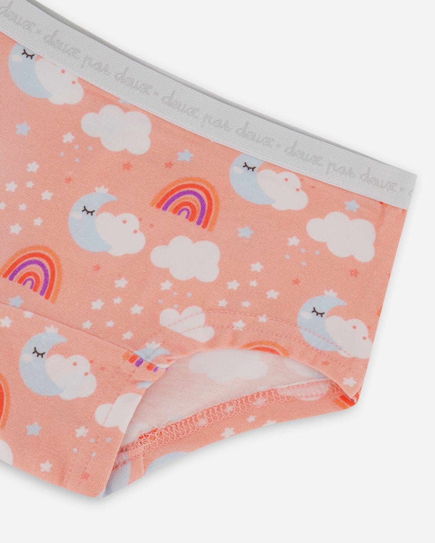 Printed Organic Cotton Boyshort Panty Rainbow On Light Coral
