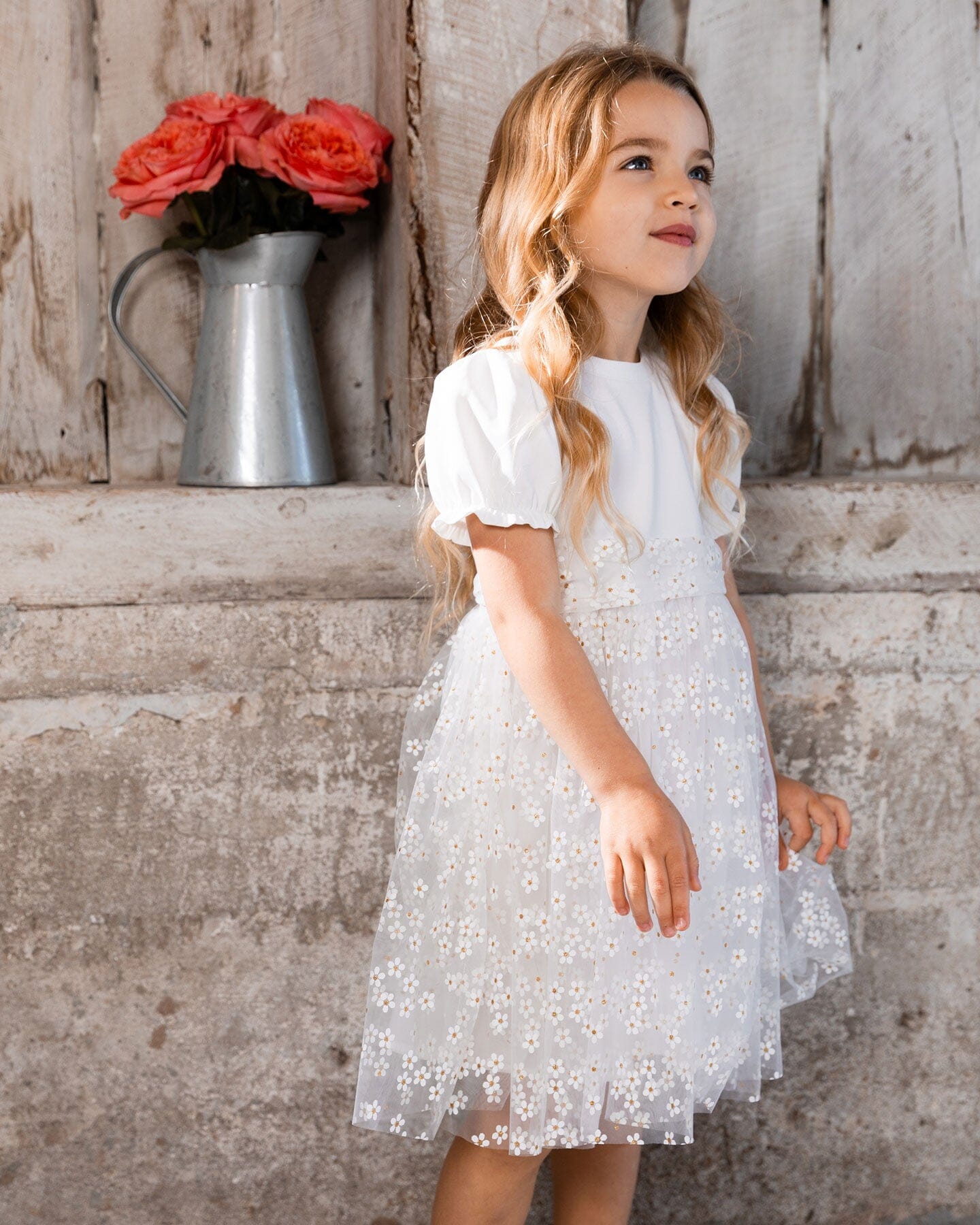 Puff Sleeve Dress White