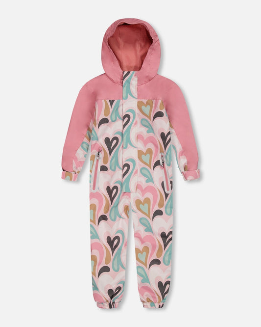 Printed Mid-Season One-Piece Outerwear Light Pink With Hearts