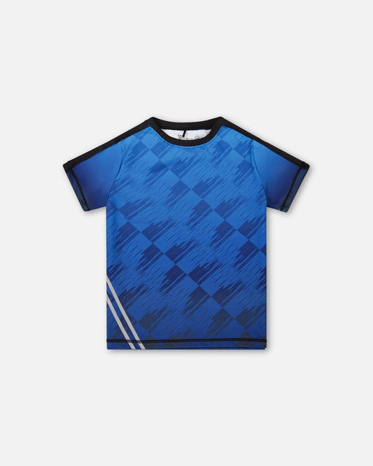Printed Athletic Top Blue And Black