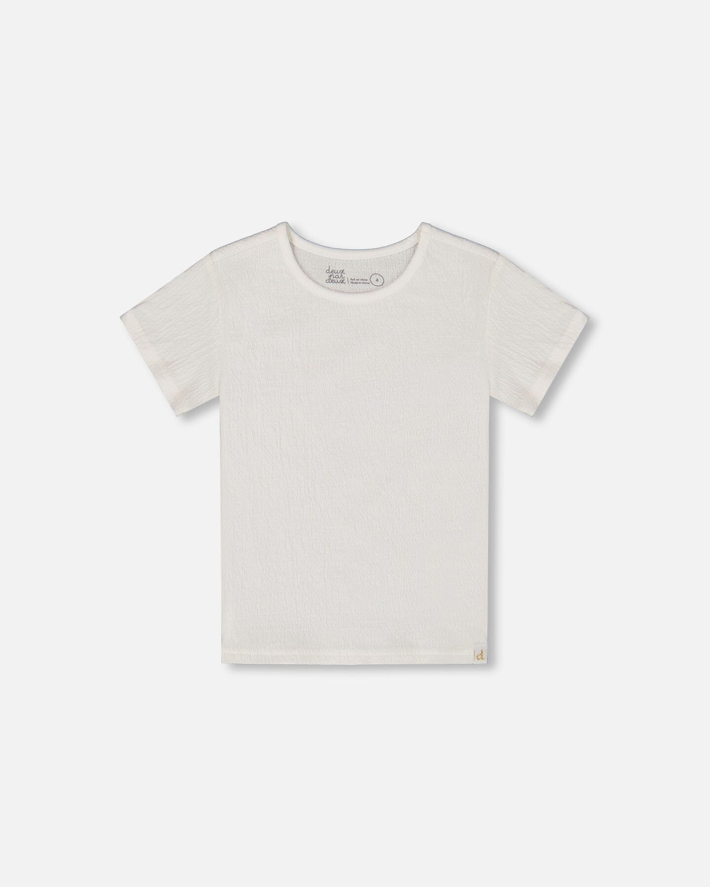 Crinkle Short Sleeve Top White