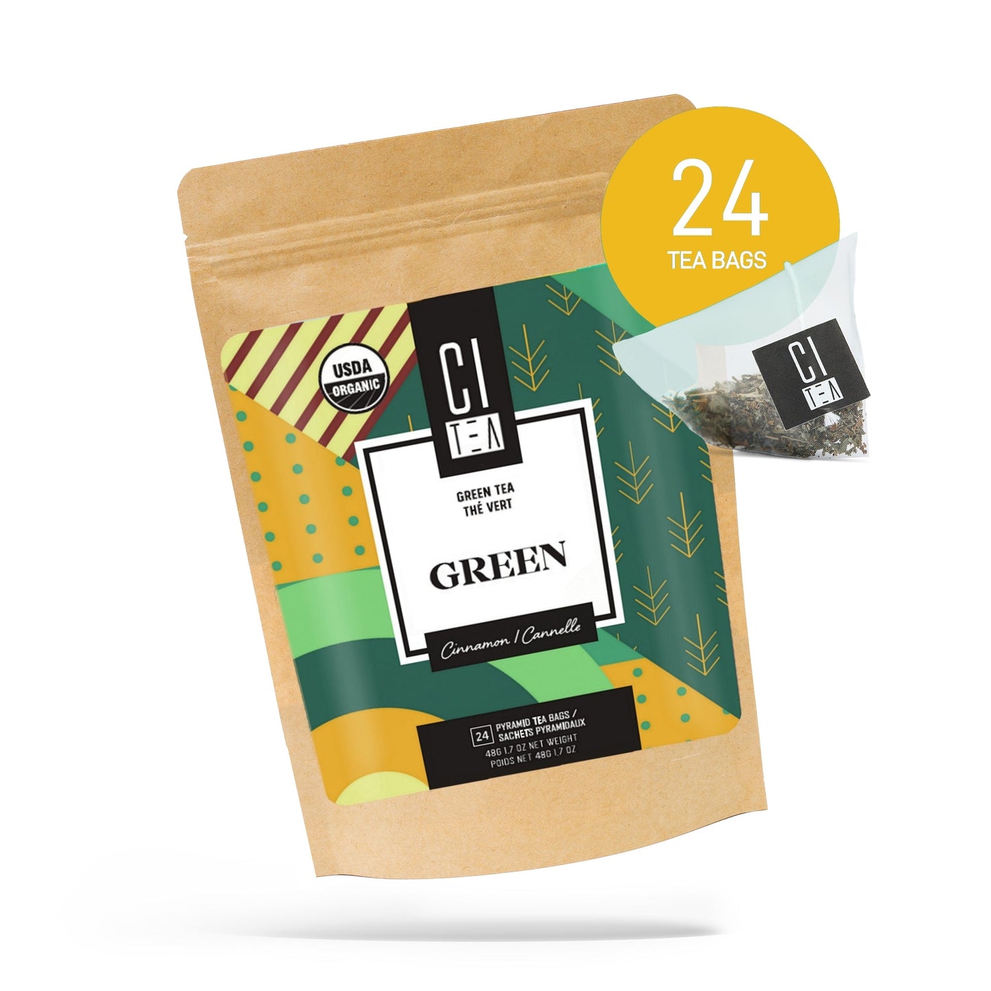 Organic Green tea with Cinnamon - 24 Pyramid Tea Bags