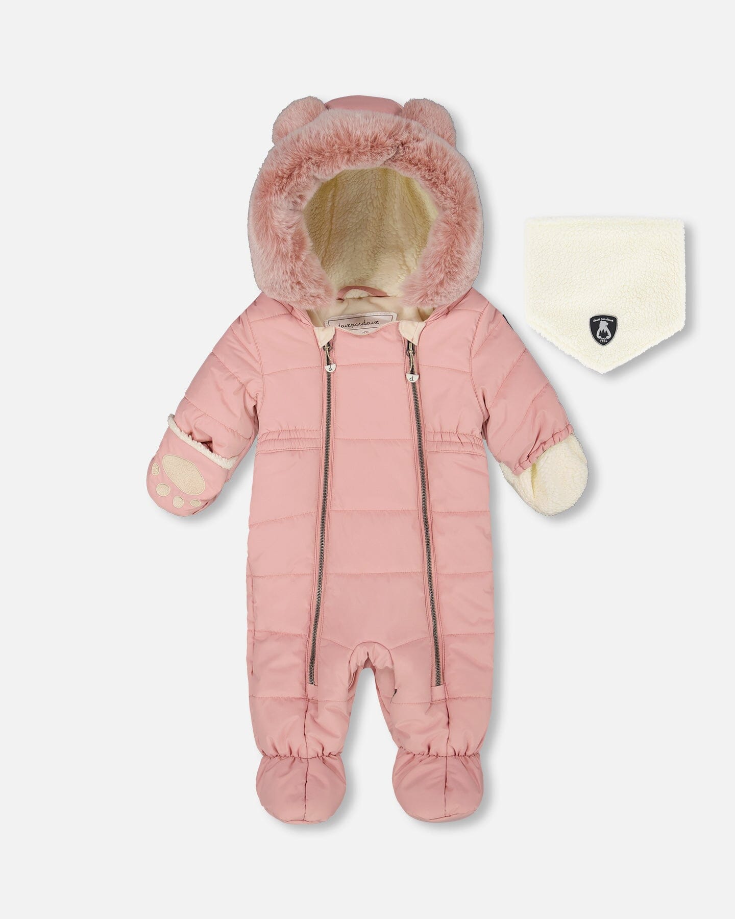 One-Piece Baby Layette Snowsuit Designed For Car Seat Dusty Pink